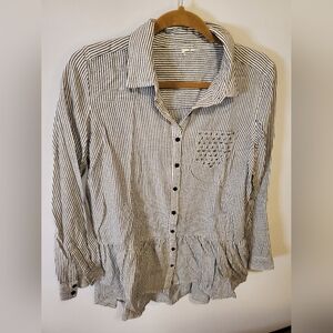 Striped Grey and White Women's Top